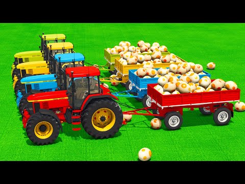 LOAD AND TRANSPORT DINOSAUR EGGS WITH JOHN DEERE TRACTORS & JCB LOADERS - Farming Simulator 25