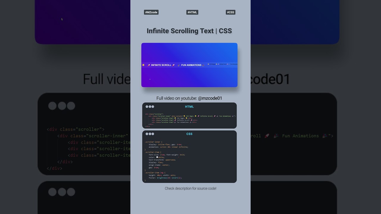 🎨✨ Infinite Scrolling Text & Logo Animation | MZCODE01 | Responsive #webdesign #css #shorts #csstips