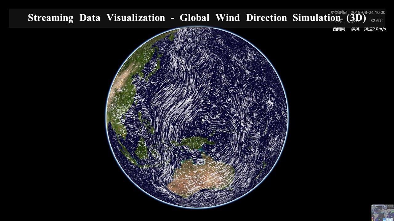 Steaming Data Visualization- Global Wind Direction Simulation (3D)
