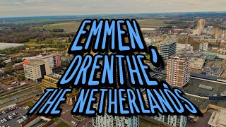 4k Dronebeelden van de stad Emmen in de provincie Drenthe, Nederland Opgenomen met een DJI Mini 2 pro