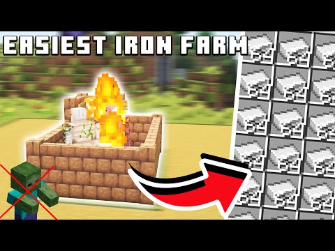 EASIEST IRON Farm Without a Zombie - Minecraft Tutorial Any Version (1.19 - 1.22)
