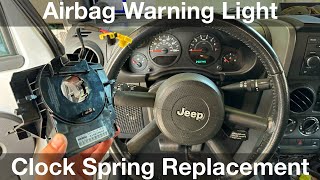 How to Clear Airbag Light - Remove Airbag & Replace Clock Spring 07-18 Jeep Wrangler - Code B1B02