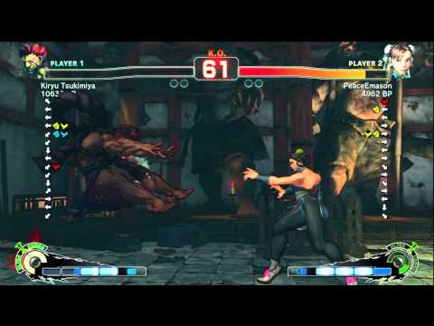 Kiryu Tsukimiya [Akuma] vs PeaceEmason [Chun] SSF4 Japanese Online Ranked Matches - TRUE-HD