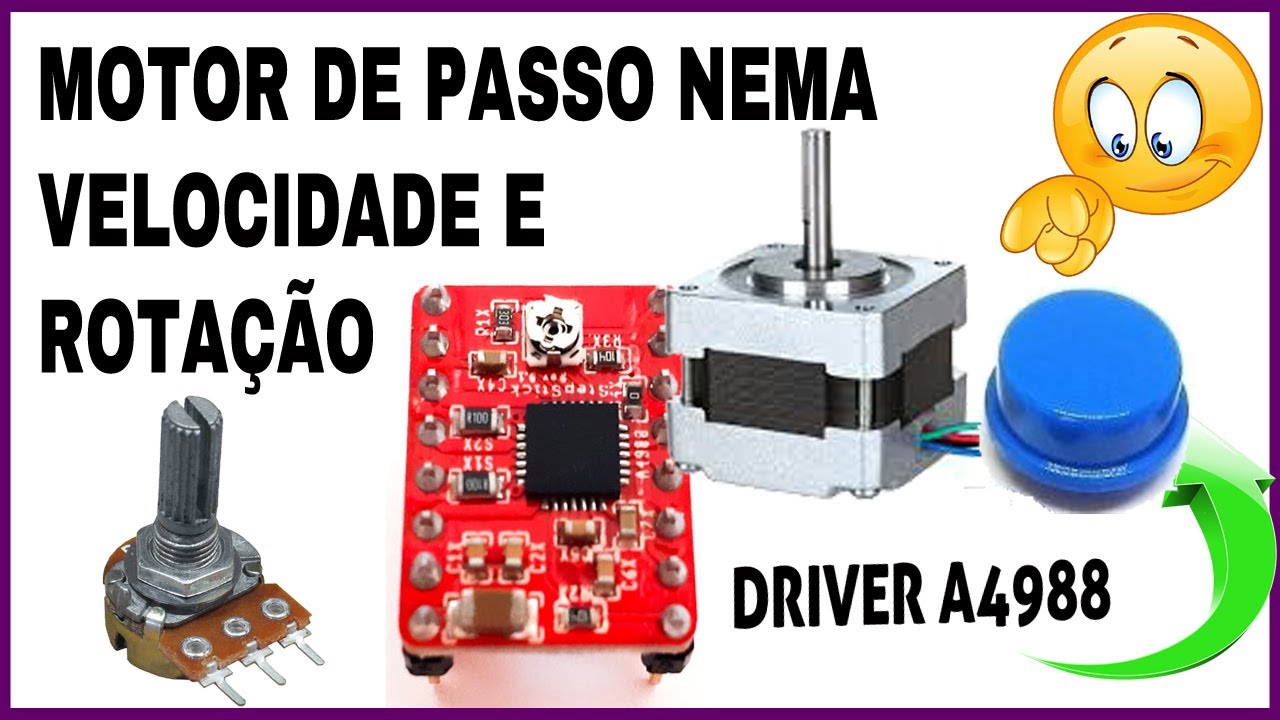 COMO CONTROLAR MOTOR DE PASSO NEMA COM DRIVER A4988 - BOTÃO DE DIREÇÃO E POTENCIOMETRO P/ VELOCIDADE