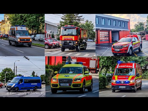 [Compilation] Emergency Vehicles Fire Truck, Ambulance, Police and Gendarmerie in/ în Timisoara