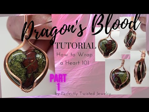 Dragon's Blood - How to Wire Wrap a Reversible Tumbled Heart Stone Pendant, Part 1, Easy, Beginner