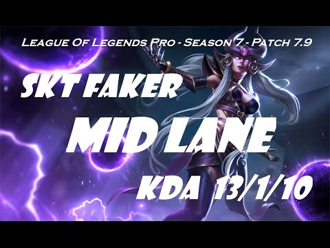 Mid Lane - SKT T1 Faker as Syndra vs Orianna Patch 7.9 - League Of Legends Korean Ranked Challenge