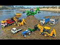 JCB 5CX Loading Mix Stone Dumper Truck Swaraj Tractor Pickup Tipper Jcb Ki Khudai Tractor Cartoon