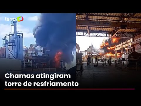 Incêndio de grandes proporções atinge usina de etanol em Mato Grosso do Sul