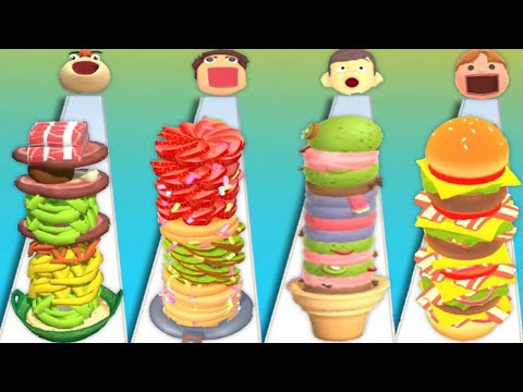 NOODLE RUN vs PANCAKE RUN vs ICE CREAM RUNNER vs BURGER RUN - Best Levels Mega UPDATE Android ios