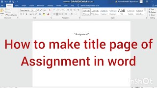 How to make title page of assignment - in word