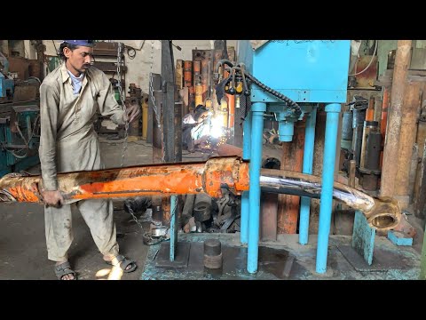 How to Straighten a Bent Hydraulic Cylinder Rod || Rebuilding a Bent Hydraulic Cylinder Rod