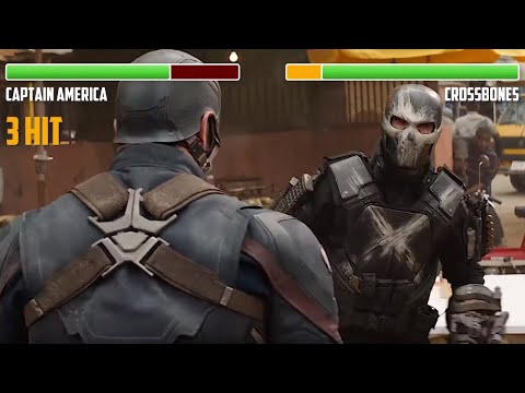 Captain America vs. Crossbones WITH HEALTHBARS | HD | Captain America: Civil War