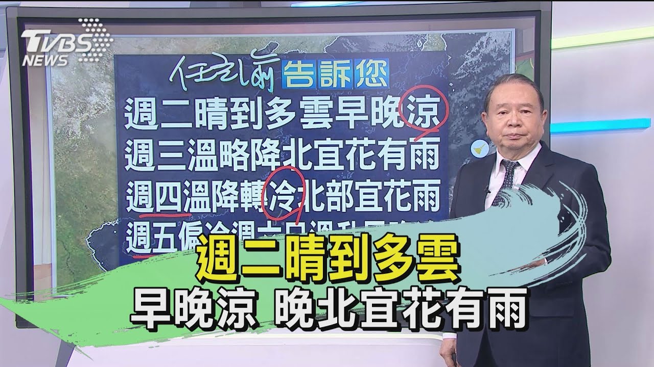 週二晴到多雲早晚涼 晚北宜花有雨