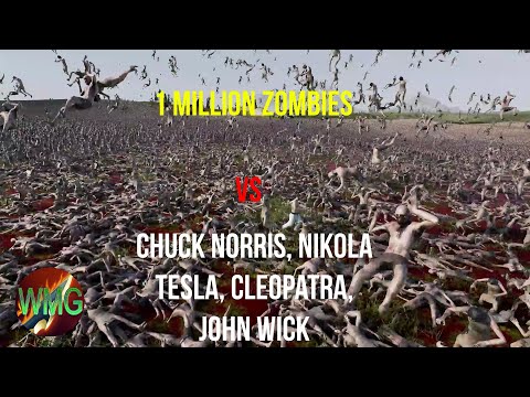1 Million Zombies vs Chuck Norris team of 4 Heroes UEBS 2 (4k 60FPS)