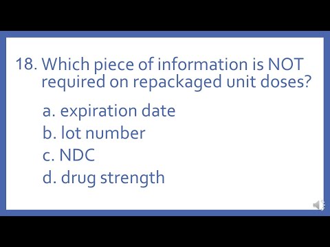 PTCB PTCE Practice Test Question 18 - Unit Dose Repackaging (Pharmacy Technician CPhT Test Prep)