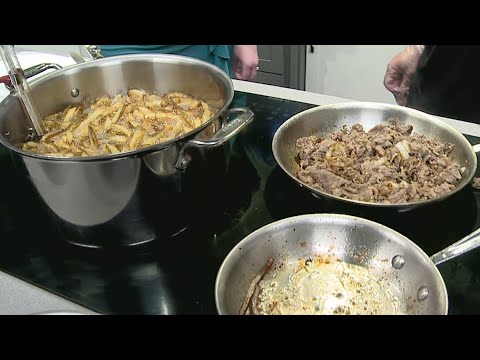 Allen making Cheesesteak Loaded Fries live on the FOX43 morning show