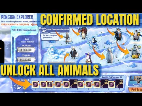 HOW TO COMPLETE PENGUIN EXPLORER ANIMALS | CONFIRMED ANIMAL LOCATIONS PUBG MOBILE/BGMI