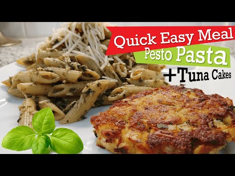 Pesto Pasta Recipe with Tuna Fish Cakes for Healthy Eating