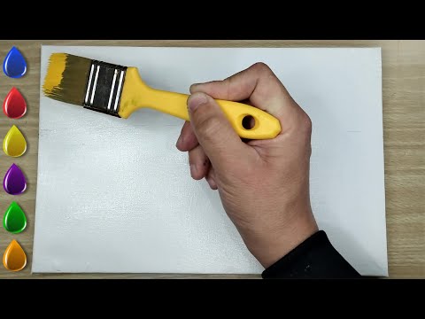 Easy Winter Painting: Snow, Cabin, and a Golden Sky / Acrylic Painting for Beginners