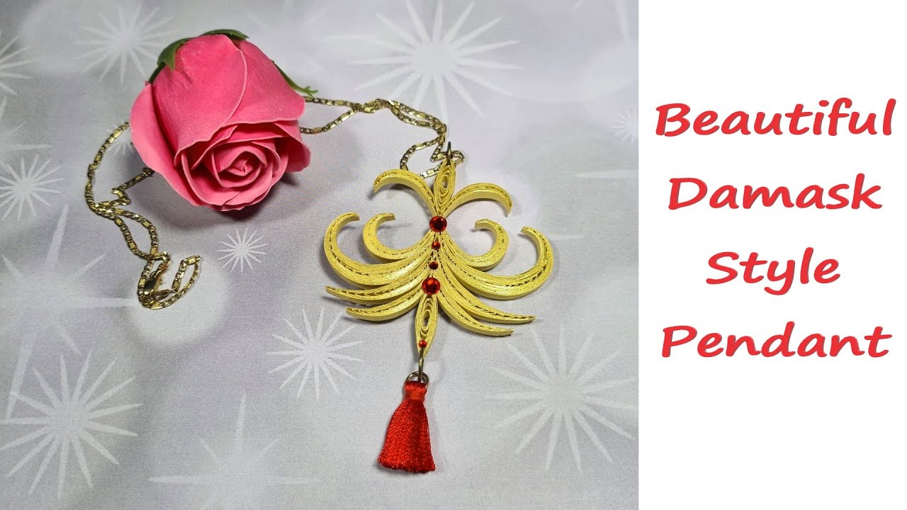 Beautiful Damask style quilling pendant - DIY Quilling