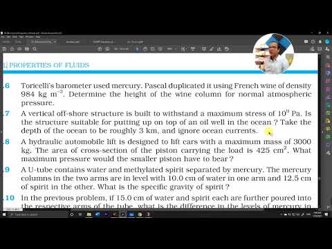 Fluid Mechanics - Exercise [ Q. no. 10.5 to 10.10 ]