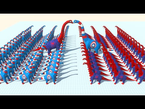 ALL CAPTAIN AMERICA BRACHIO vs SPIDERMAN BRACHIOSAURUS DEATH RUN - Animal Revolt Battle Simulator