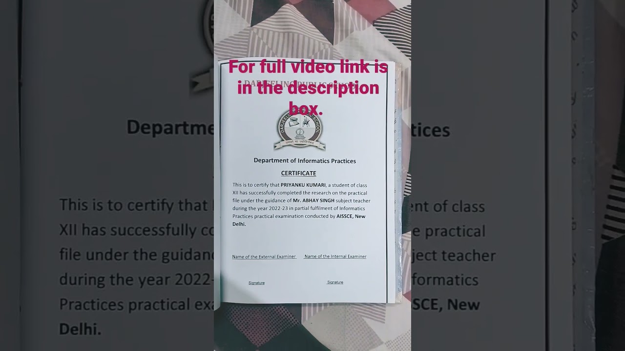 INFORMATICS PRACTICES/COMPUTER SCIENCE PRACTICAL FILE CLASS 12 #informaticspractices #cbse #class12