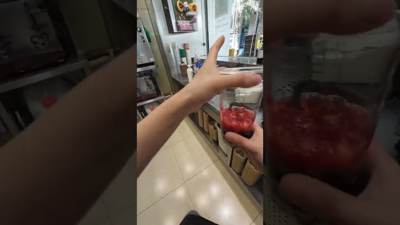 Strawberry Boba Milk Tea: A timeless classic  #milktea #asmr #pov