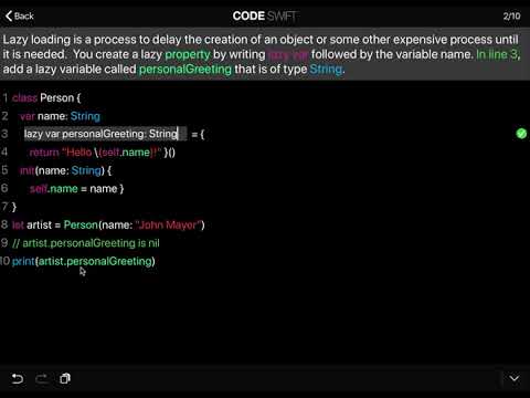 Learn Swift: Lazy loading properties (Chapter 18 Lesson 2)