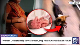 Woman Delivers Baby in Washroom, Dog Runs Away With It In Mouth