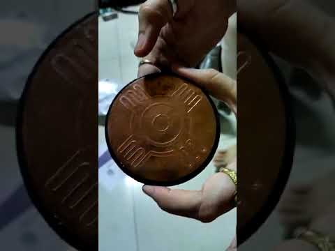 Shubh Sanket Vastu Copper Round Shape Labrion with Base Acrylic - 3 Inches