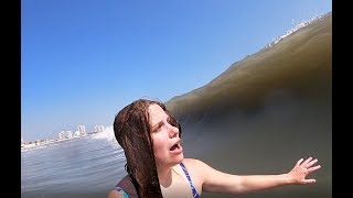 Getting Smacked by Big Waves at Daytona Beach Again!