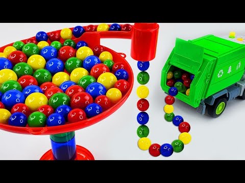 Marble Run Race💖 HABA Slope🎈 Dump Truck & Garbage Truck # 0352