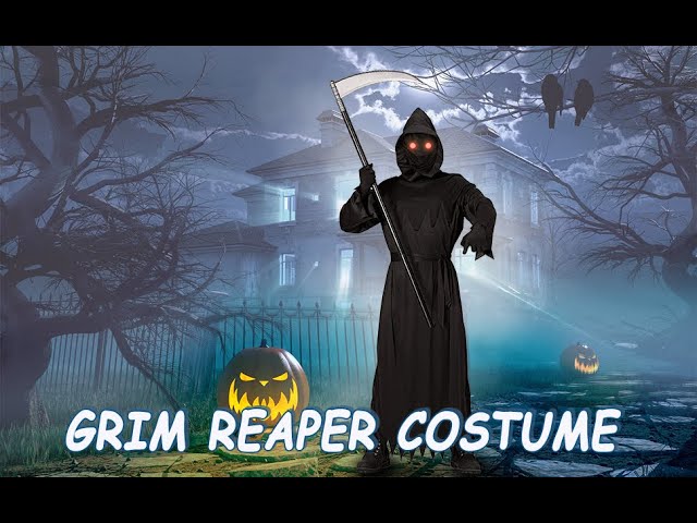 Vídeo relacionado con Udekit Grim Reaper Halloween Carnival Cosplay Disfraz con Guadaña de la Muerte y Guantes Gafas Brillantes y Máscara para Adultos Pequeño