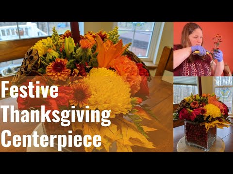 Festive centerpiece in a glass cube