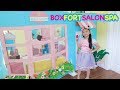 Bug's Unicorn Salon ! Boxfort Barbie Beauty Spa | Elsa and Rapunzel Makeover