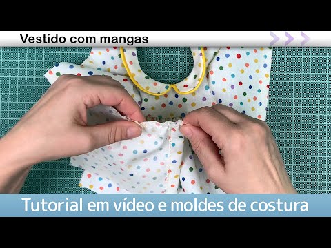 Vestido de boneca de pano com mangas para bonecas Waldorf   Tutorial de roupas de boneca com moldes