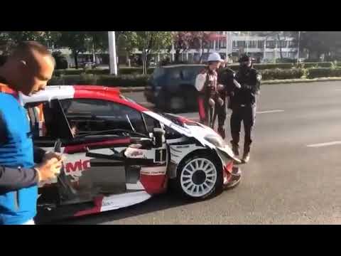 Sebastien Ogier Toyota Yaris crash on street Horvatia