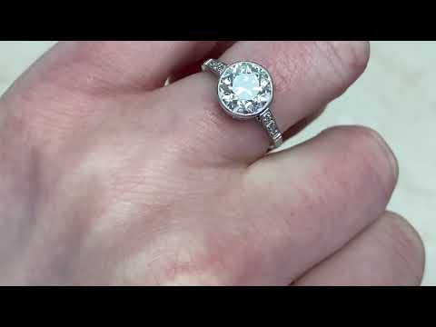 2.00ct Bezel-set Old European Cut Diamond Engagement Ring - Scottsboro Ring - Hand Video
