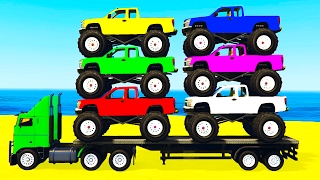 LEARN COLORS w Monster Truck &amp; Learn Numbers for Kids w Cars Cartoon Learning Video