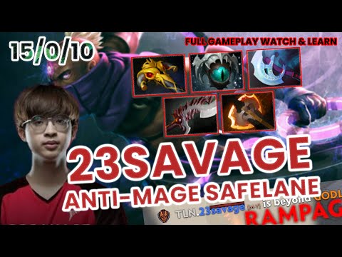 Anti-Mage Safelane Full Gameplay by 23savage - Dota 2 Patch 7.31b Full Gameplay