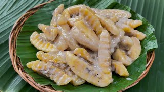 Sinugno Recipe | Hilaw na Saging na Saba sa Gata