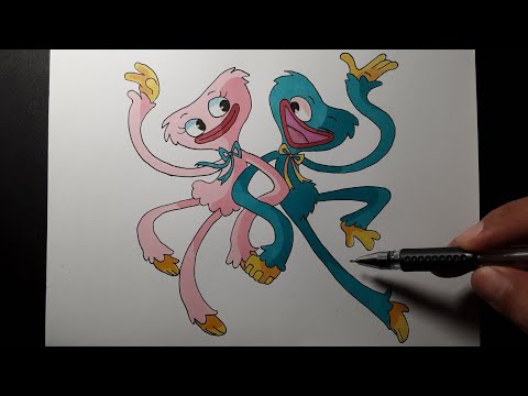 How to draw Kissy Missy Huggy Wuggy step by step - Poppy playtime