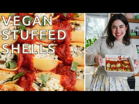 Stuffed shells made vegan with tofu ricotta