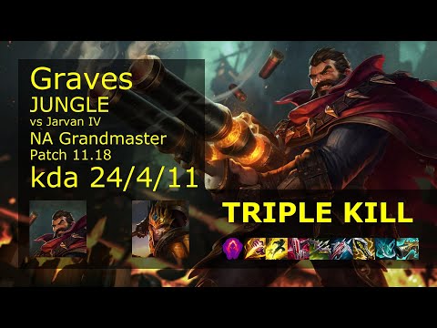 Graves vs Jarvan IV Jungle - NA Grandmaster 24/4/11 Patch 11.18 Gameplay