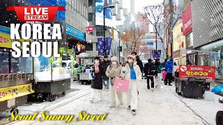Download lagu Live Seoul Korea 🇰🇷 Walk Tour Seoul ❄️ Snow Myeongdong Street | Exciting Korea Night Street Walking mp3