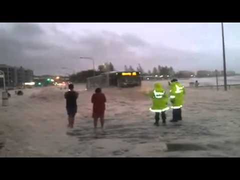Foam-Covered Car Nearly Hits Police in Sunshine Coast - QLD STORMS 2013