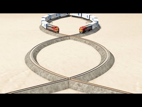 Trains vs Round Crossroad – BeamNG.Drive