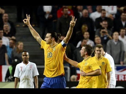 Zlatan Ibrahimovic completes hat-trick with free kick for Sweden v England!